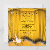 Fabulous 50 Oranje Gold High Heels Feather Party Kaart (Achterkant)