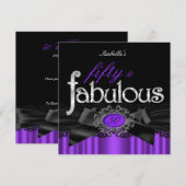 Fabulous 50 Paarse Black Lace Birthday Party Kaart (Voorkant / Achterkant)