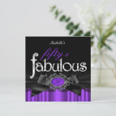 Fabulous 50 Paarse Black Lace Birthday Party Kaart (Staand voorkant)