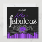 Fabulous 50 Paarse Black Lace Birthday Party Kaart (Voorkant)