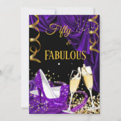 Fabulous 50 Paarse Champagne Heels Birthday Party Kaart (Voorkant)