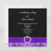 Fabulous 50 Paarse Diamond Birthday Party Kaart (Achterkant)