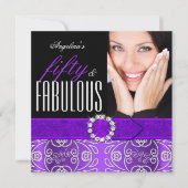 Fabulous 50 Paarse Diamond Birthday Party Kaart (Voorkant)