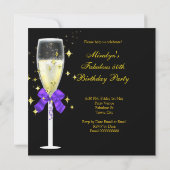 Fabulous 50 Paarse Gold Heels Champagne Party Kaart (Achterkant)