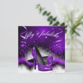 Fabulous 50 Paarse hiel-hiel-feest Kaart (Staand voorkant)