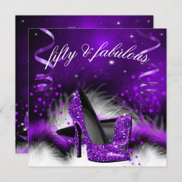 Fabulous 50 Paarse hiel-hiel-feest Kaart