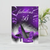 Fabulous 50 Paarse hiel-hiel-feest Kaart (Staand voorkant)