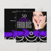 Fabulous 50 Paarse parellen Foto van Birthday Part Kaart (Voorkant / Achterkant)