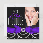 Fabulous 50 Paarse parellen Foto van Birthday Part Kaart (Voorkant)