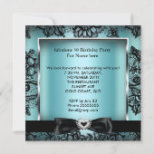 Fabulous 50 Party Blauwgroen Blue Damask Black Lac Kaart (Achterkant)