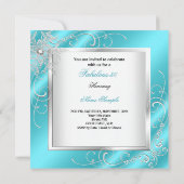 Fabulous 50 Party Blauwgroen Blue Silver Dress Hee Kaart (Achterkant)