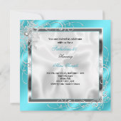 Fabulous 50 Party Blauwgroen Blue Silver Dress Hee Kaart (Achterkant)