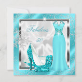 Fabulous 50 Party Blauwgroen Blue Silver Dress Hee Kaart (Voorkant)