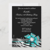 Fabulous 50-party Blauwgroen Zebra Black Silver Pe Kaart (Achterkant)