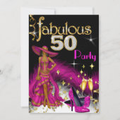 Fabulous 50 Party Glitter Hot Pink Dress Champagne Kaart (Voorkant)