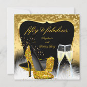 Fabulous 50 Party Gold Champagne Glitter Heels Kaart (Voorkant)