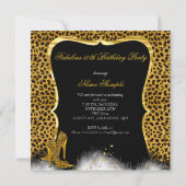 Fabulous 50 Party Gold Champagne Leopard Kaart (Achterkant)