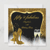 Fabulous 50 Party Gold Champagne Leopard Kaart (Voorkant)