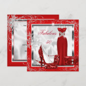 Fabulous 50 Party Red Silver Dress Heels S7 Kaart (Voorkant / Achterkant)