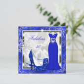 Fabulous 50 Party Royal Blue Silver Dress Heels S9 Kaart (Staand voorkant)