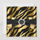 Fabulous 50 Pearl Gold Bow Black Zebra Invite Kaart (Achterkant)