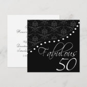 Fabulous 50 Personalized Black Birthday Party Kaart (Voorkant / Achterkant)