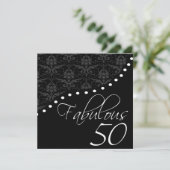 Fabulous 50 Personalized Black Birthday Party Kaart (Staand voorkant)