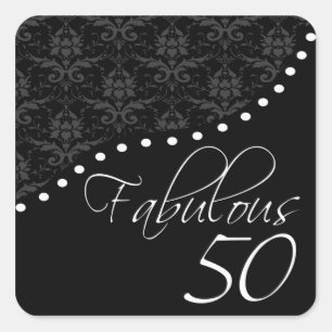 Fabulous 50 Personalized Black Birthday Party Vierkante Sticker