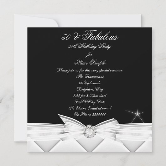 Fabulous 50 Photo Black White 50th Birthday Party Kaart (Achterkant)