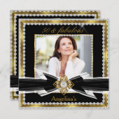 Fabulous 50 Photo Black White Gold Diamond 2 Kaart (Voorkant / Achterkant)