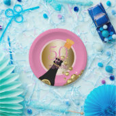 Fabulous 50 Pink Gold Champagne 50th Birthday Papieren Bordje (Feest)