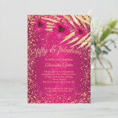 Fabulous 50 Pink Gold Sparkle Floral Birthday Kaart (Staand voorkant)