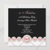Fabulous 50 Pink Pearl Foto Elegant Birthday Kaart (Achterkant)
