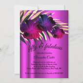 Fabulous 50 PInk Plum Paars Gold Hibiscus party Kaart (Voorkant)