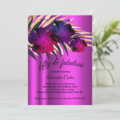 Fabulous 50 PInk Plum Paars Gold Hibiscus party Kaart (Staand voorkant)