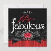 Fabulous 50 Red Black Lace Birthday Party Kaart (Voorkant)
