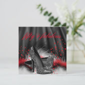 Fabulous 50 Red Black op hoge hoogte, feest Kaart (Staand voorkant)