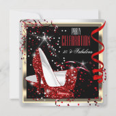 Fabulous 50 Red Black White 50th Birthday Party 2 Kaart (Voorkant)