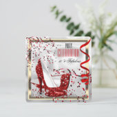 Fabulous 50 Red Black White Birthday Party Kaart (Staand voorkant)