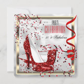 Fabulous 50 Red Black White Birthday Party Kaart (Voorkant)