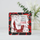 Fabulous 50 Red Black White Wild Birthday Party Kaart (Staand voorkant)