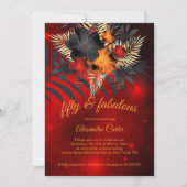 Fabulous 50 Red glow Oranje Black Hibiscus Kaart (Voorkant)