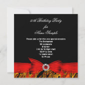 Fabulous 50 Red Gold Black Foto Birthday Party Kaart (Achterkant)