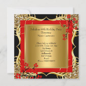 Fabulous 50 Red Heels Blossom Black Glitter Gold Kaart (Achterkant)