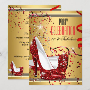 Fabulous 50 Red Heels Gold 50e verjaardag Kaart