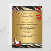 Fabulous 50 Red Heels Zebra Gold Birthday Party Kaart (Achterkant)