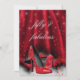 Fabulous 50 Red High Heels Black Silver Birthday 3 Kaart