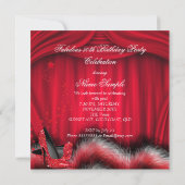 Fabulous 50 Red High Heels Feathers, zaterdag Kaart (Achterkant)
