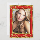 Fabulous 50 Red Photo Gold Snowflake party Kaart (Achterkant)