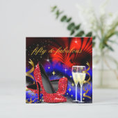 Fabulous 50 Red Royal Blue High Heels Gold Kaart (Staand voorkant)